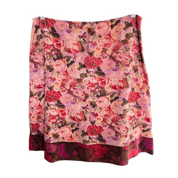 Y2K Snak Skirt 10 Pink Whimsigoth Floral Corduroy Boho Fairy Grunge Romantic - Picture 1 of 9
